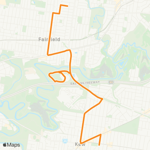 PTV - Public Transport Victoria Kew / Hawthorn - Fairfield map