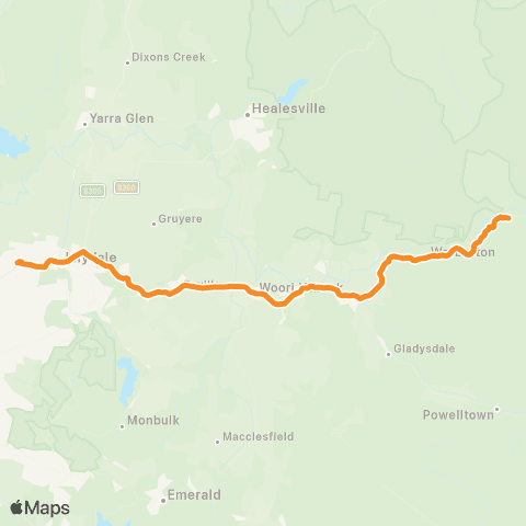 PTV - Public Transport Victoria Warburton - Chirnside Park SC map