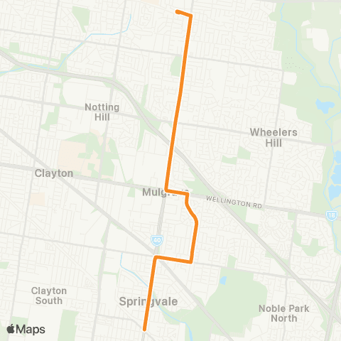 PTV - Public Transport Victoria Springvale - Glen Waverley map