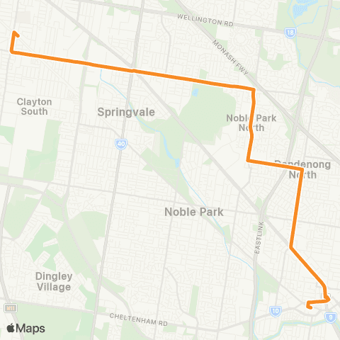 PTV - Public Transport Victoria Dandenong Station - Clayton Station map