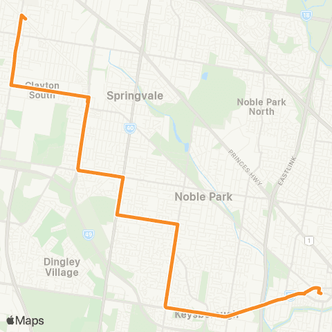 PTV - Public Transport Victoria Dandenong Station - Clayton Station map