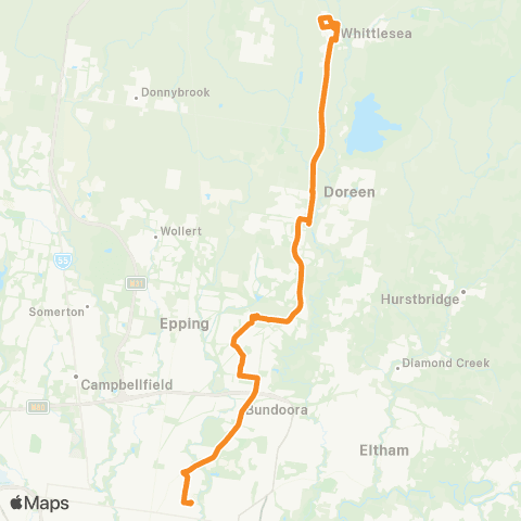 PTV - Public Transport Victoria Whittlesea - Northland SC map