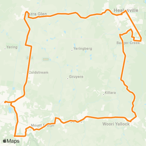 PTV - Public Transport Victoria Healesville - Lilydale Station map