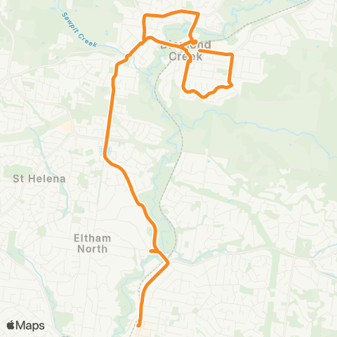 PTV - Public Transport Victoria Eltham Station - Diamond Creek map