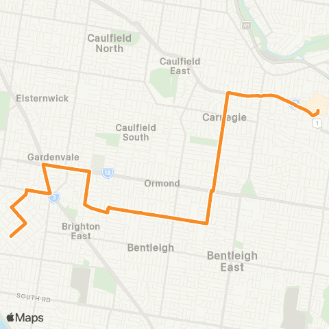 PTV - Public Transport Victoria Chadstone - Middle Brighton map