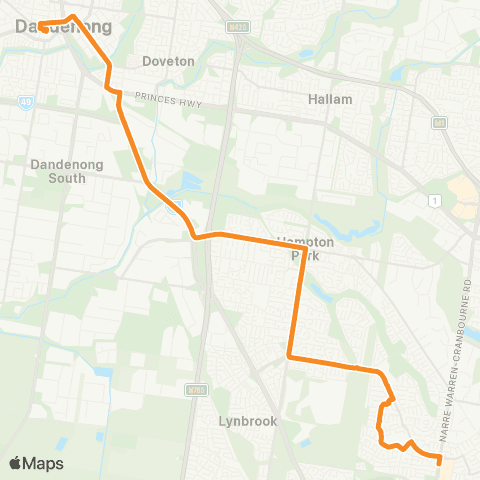 PTV - Public Transport Victoria Casey Central SC - Dandenong Station map
