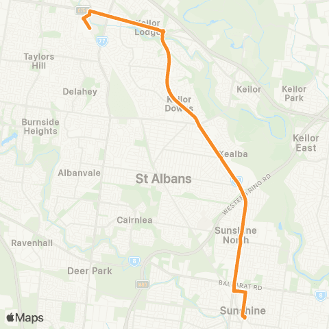 PTV - Public Transport Victoria Watergardens Station - Sunshine Station map