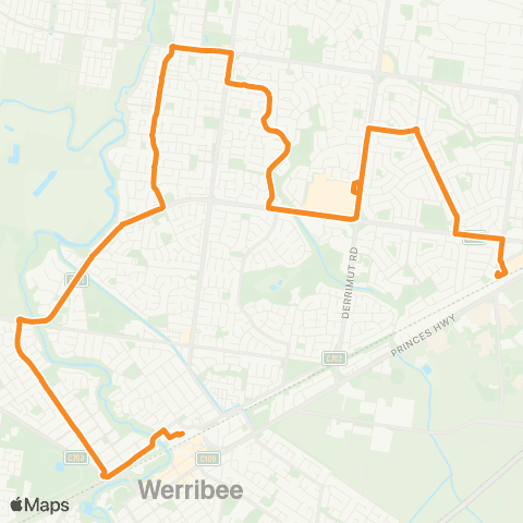 PTV - Public Transport Victoria Werribee Sta - Hoppers Crossing Sta map