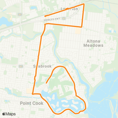 PTV - Public Transport Victoria Sanctuary Lakes - Laverton Station map
