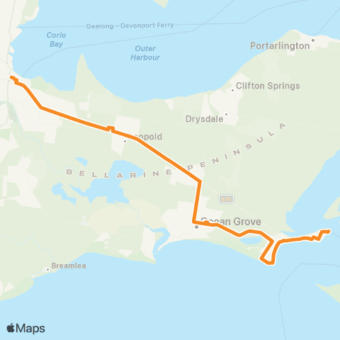 PTV - Public Transport Victoria Queenscliff - Geelong Station map