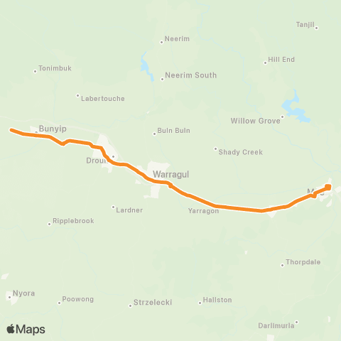 PTV - Public Transport Victoria Garfield Station - Traralgon Plaza map