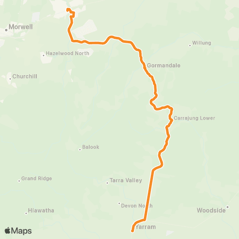 PTV - Public Transport Victoria Yarram - Traralgon map