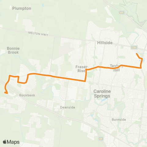 PTV - Public Transport Victoria Watergardens Sta - Rockbank Sta via Taylors Rd (from 4 October 2026) map