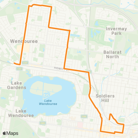Victoria Regional Buses Gelantipy - Bairnsdale via Lakes Entrance map
