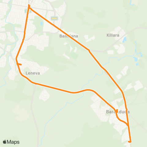 Victoria Regional Buses Baranduda via Baranduda map