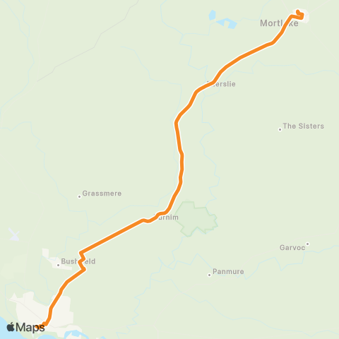 Victoria Regional Buses Mortlake - Warrnambool via Ballangeich, Ellerslie map