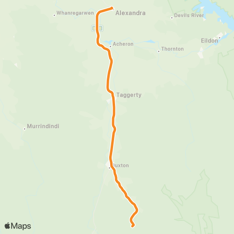 Victoria Regional Buses Marysville - Alexandra via Taggerty, Buxton map