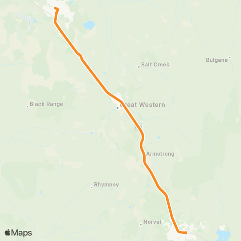 Victoria Regional Buses Ararat - Stawell via Great Western map