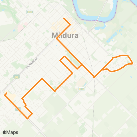 Victoria Regional Buses Mildura Central Sc via East Mildura map