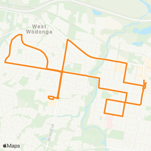 Victoria Regional Buses Wodonga via Mayfair Drive map