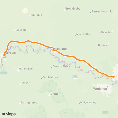 Victoria Regional Buses Albury - Corowa via Howlong map