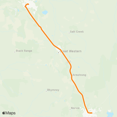 Victoria Regional Buses Stawell - Ararat via Great Western map