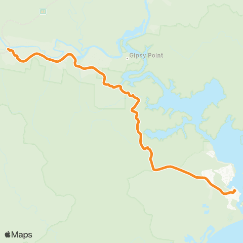 Victoria Regional Buses Mallacoota - Genoa via Gipsy Point map
