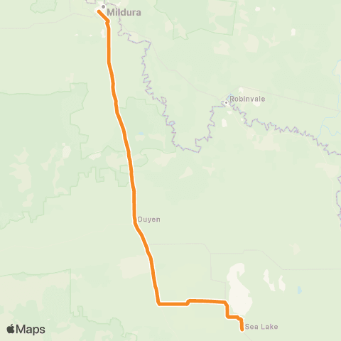 Victoria Regional Buses Sea Lake - Mildura via Ouyen map