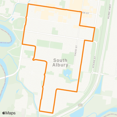 Victoria Regional Buses Albury - South Albury map
