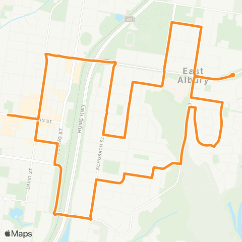 Victoria Regional Buses Albury - East Albury map