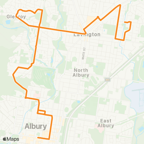 Victoria Regional Buses Albury - Quicks Hill via Tafe, Glenroy, Lavington map