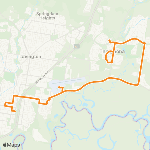 Victoria Regional Buses Albury - Thurgoona via Hospital, Airport map