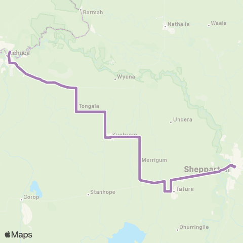 PTV - Public Transport Victoria Echuca / Moama - Melbourne via Shepparton map