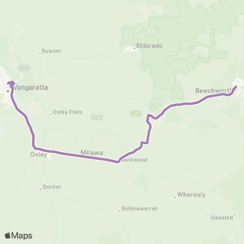 PTV - Public Transport Victoria Mount Beauty - Melbourne via Bright map
