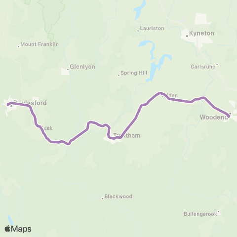 PTV - Public Transport Victoria Daylesford - Melbourne via Woodend Or Castlemaine map