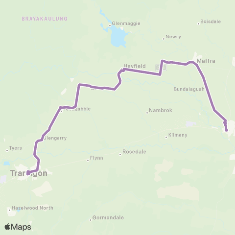 PTV - Public Transport Victoria Sale - Melbourne via Traralgon map