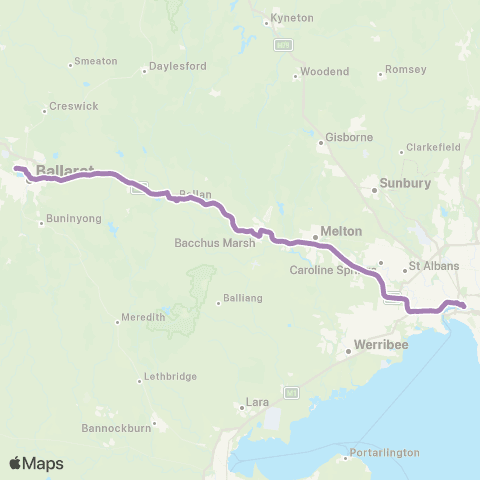 PTV - Public Transport Victoria Melbourne via Melton map