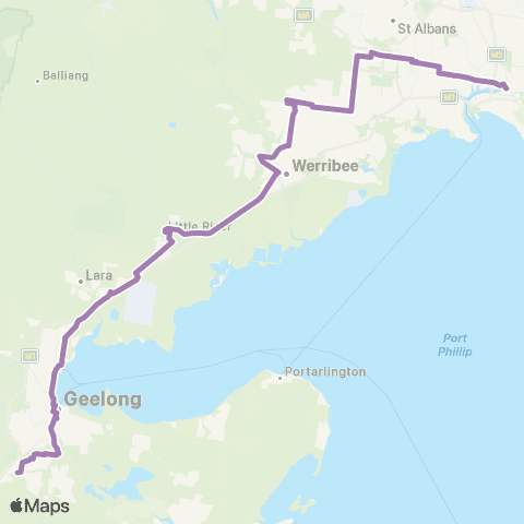 PTV - Public Transport Victoria Geelong - Melbourne map