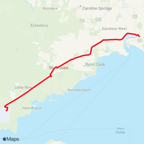 SkyBus Melbourne City - Avalon Airport map