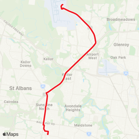 SkyBus Sunshine Railway Sta - Melbourne Airport map