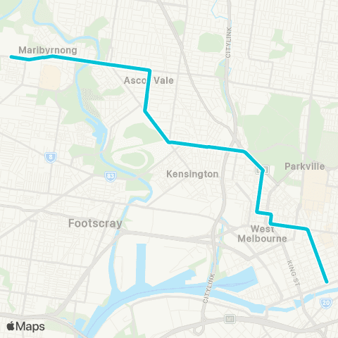 PTV - Public Transport Victoria Flinders Street Station - W Maribyrnong map