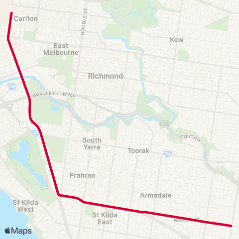 PTV - Public Transport Victoria Malvern - Melbourne University map