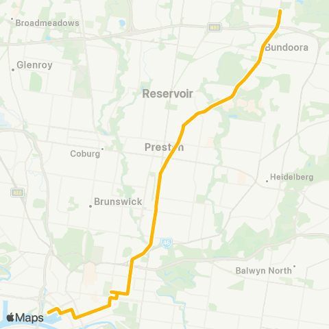 PTV - Public Transport Victoria Waterfront City Docklands - Bundoora RMIT map