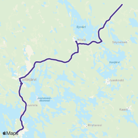 Vilkku Kuopio-Nurmes map
