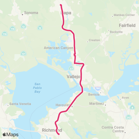 The Vine Napa-BART Express map