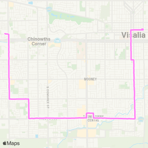 Visalia Transit Route 2 map