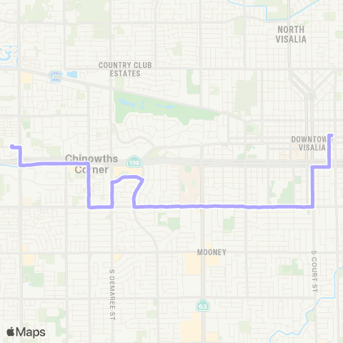 Visalia Transit Route 4 map