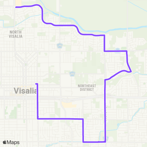 Visalia Transit Route 8 map
