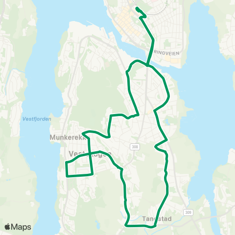 VKT - Vestfold Kollektivtrafikk Teie torv-Vestfjordveien map