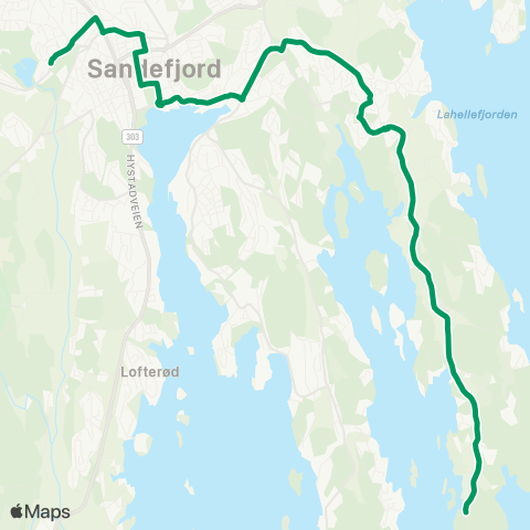 VKT - Vestfold Kollektivtrafikk Sandefjord-Skogan map